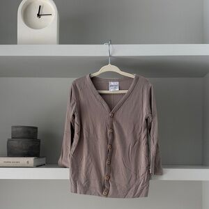 Jax + Lennon Mauve-Taupe V-Neck Button Cardigan